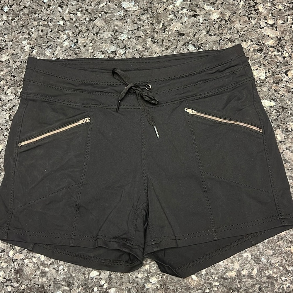 Athleta Black Athletic Shorts with Gold Zippers